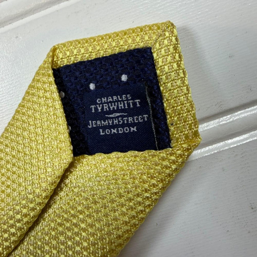 Charles Tyrwhitt Mens Yellow Textured Silk Tie Jermyn Street London RN116036 - Picture 4 of 7